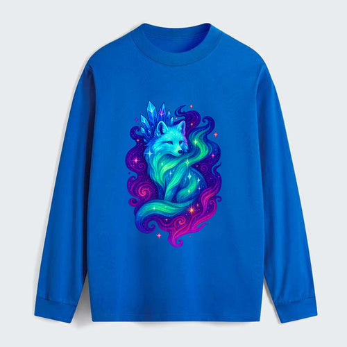Ethereal arctic fox with fur that transforms into crystal formations, - Classic Long Sleeve Shirt