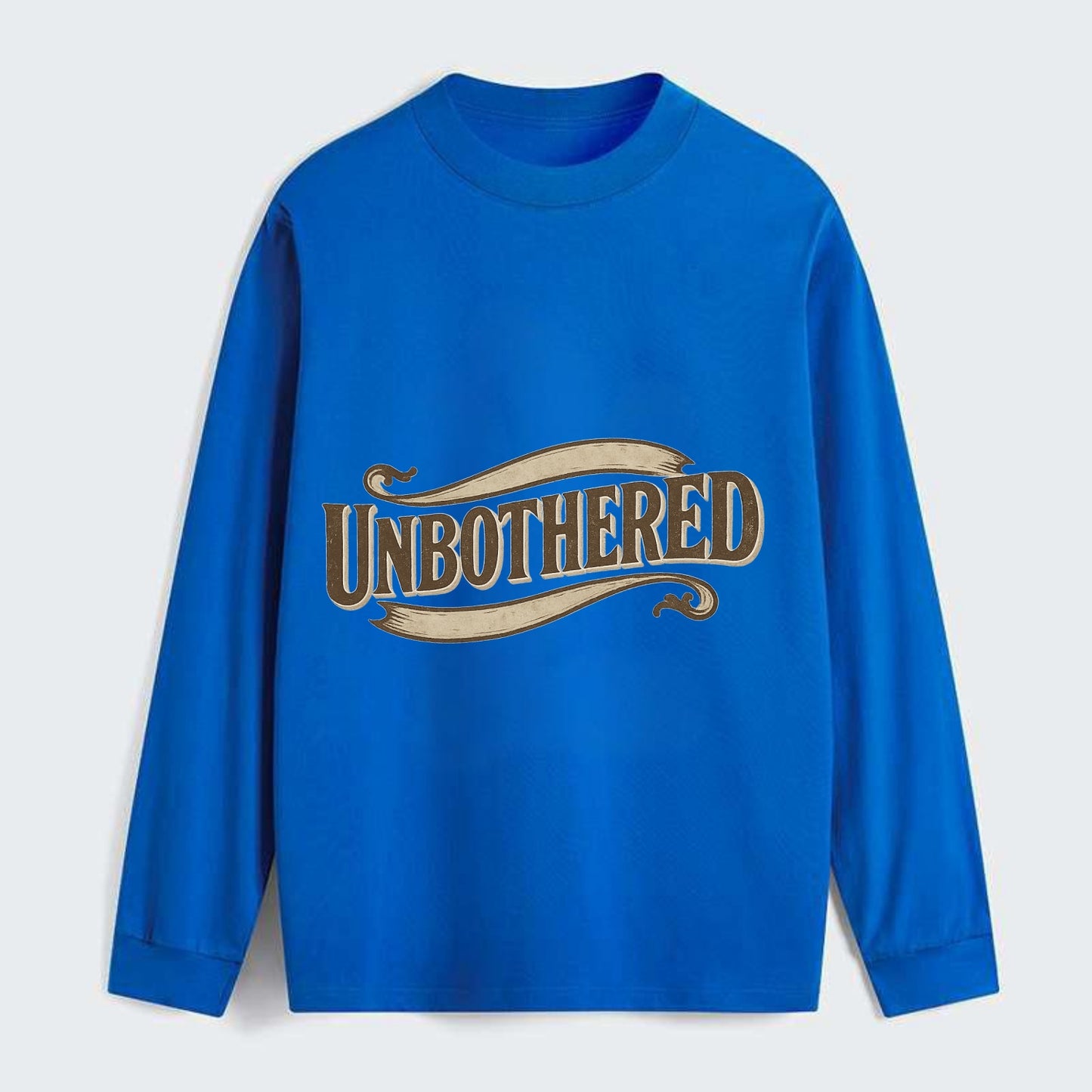 Bold typography design - "UNBOTHERED" - not affected, staying calm - Classic Long Sleeve Shirt - Blue