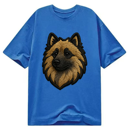 Keeshond - Contemporary spitz logo with - Classic T-shirt - Blue