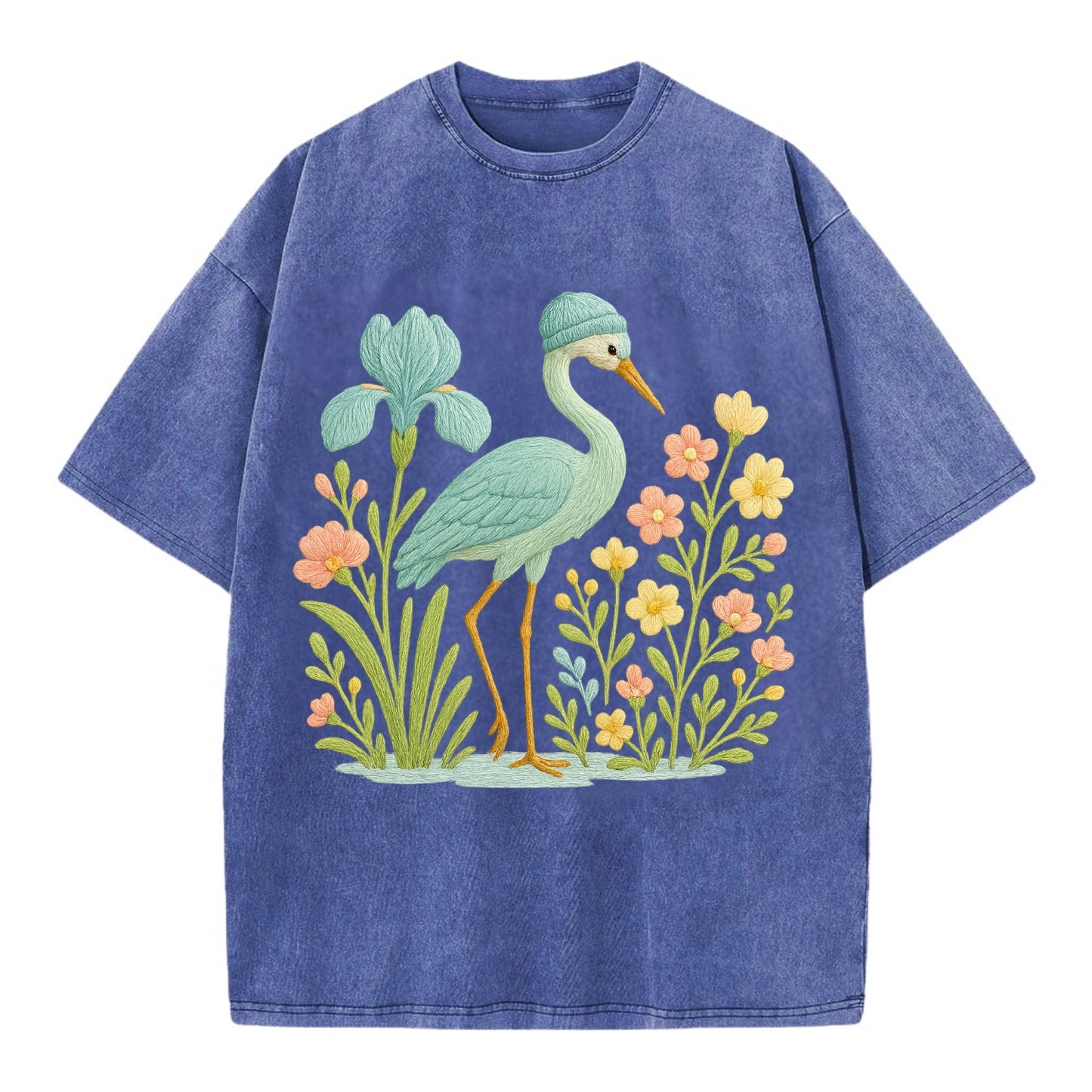Mint Crane - Vintage T-shirt - Blue