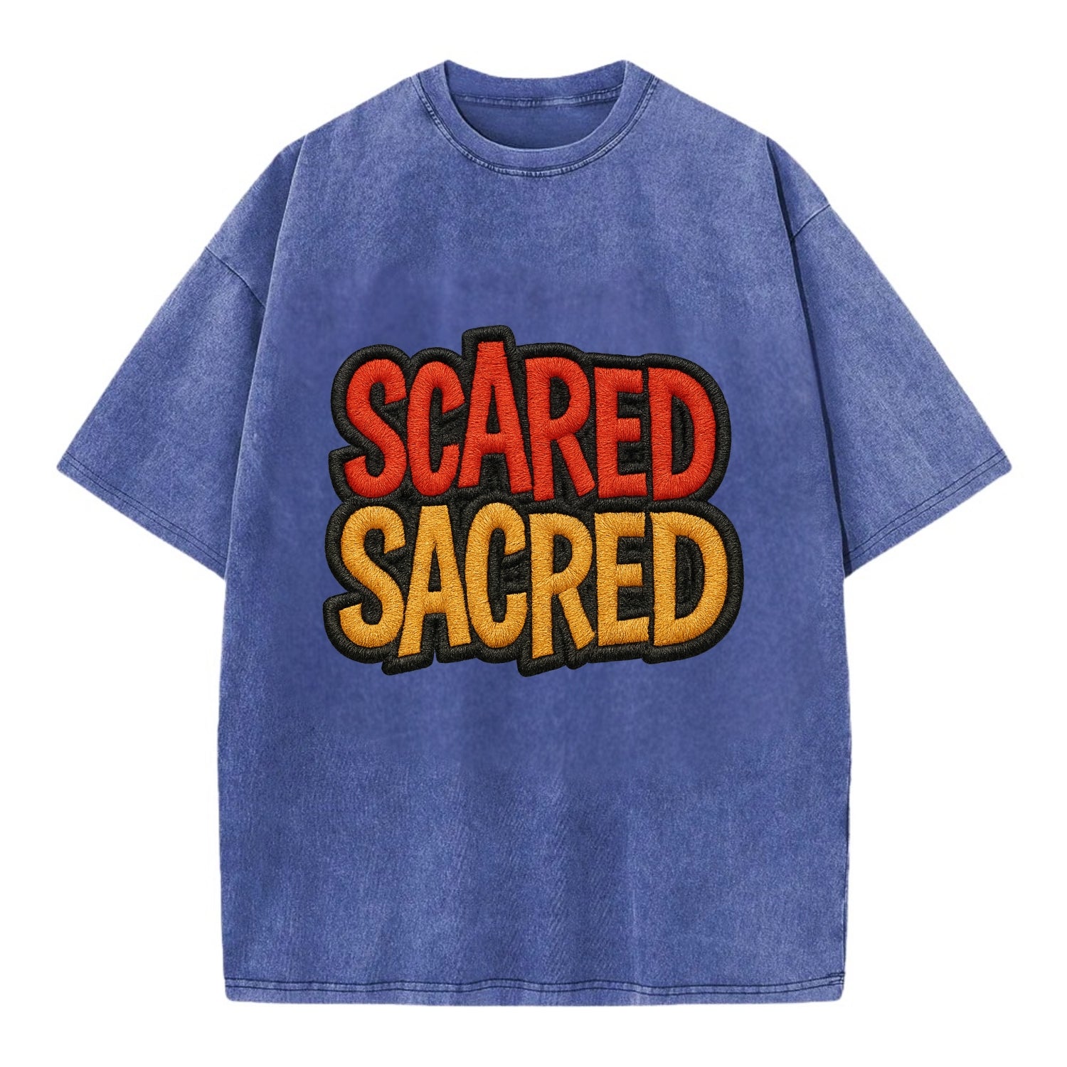 SCARED;SACRED JOURNEY Spiritual Purple Hat - Vintage T-shirt - Blue