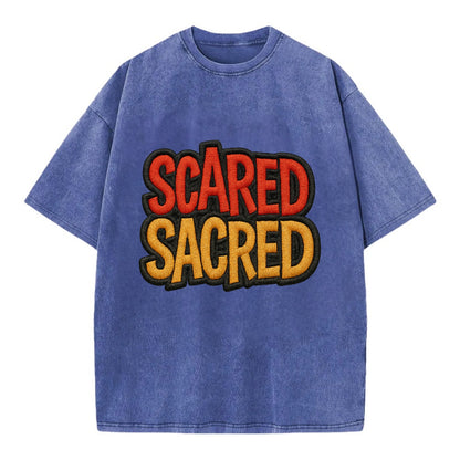 SCARED;SACRED JOURNEY Spiritual Purple Hat - Vintage T-shirt - Blue