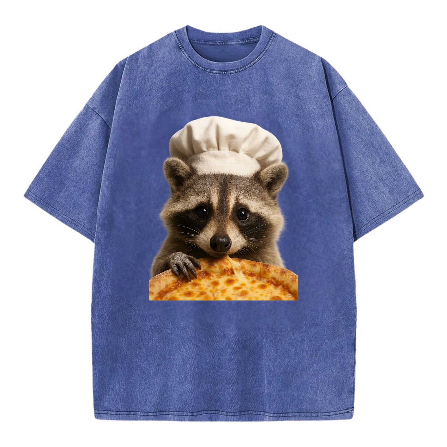 Pizza Dad Raccoon  - Vintage T-shirt - Blue