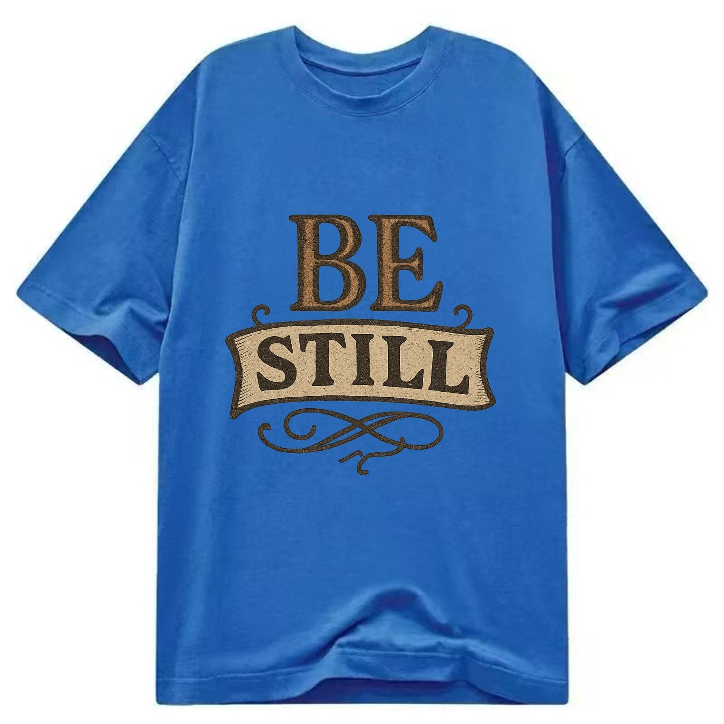 Bold typography design - "BE STILL" - quiet mind, meditation, inner peace - Classic T-shirt - Blue