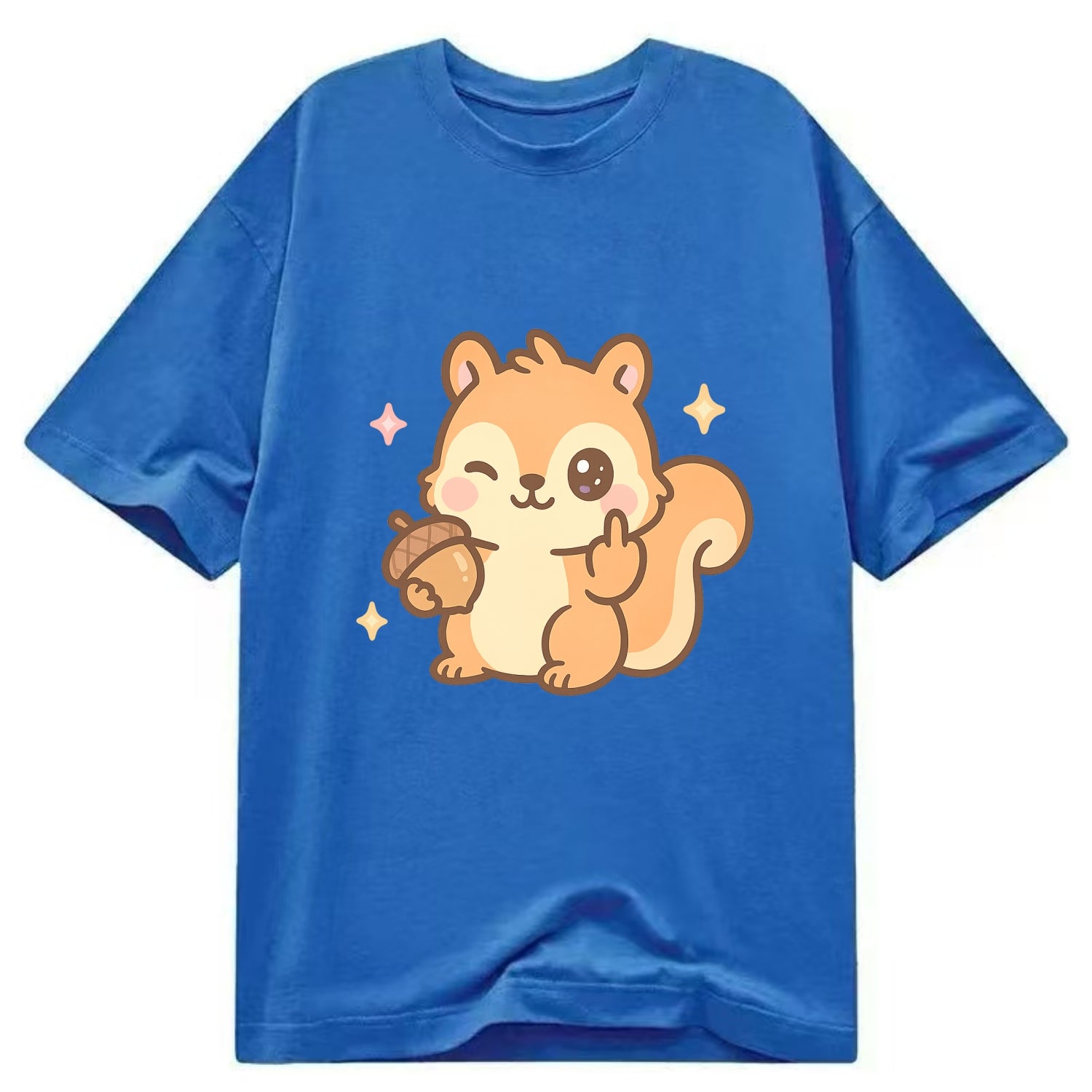 sweet squirrel holding acorn in one paw, flipping off with the other - Classic T-shirt - Blue