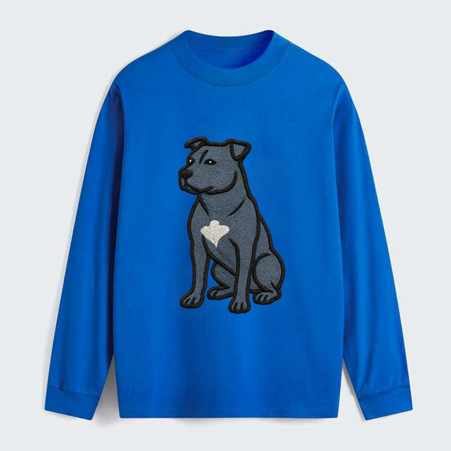 American Staffordshire Terrier - Blue embroidered design - Classic Long Sleeve Shirt - Blue