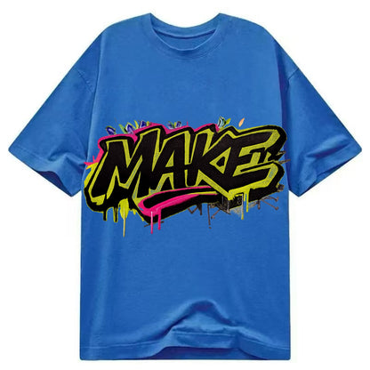 Bold typography design - "MAKE" - creating, producing, doing - Classic T-shirt - Blue