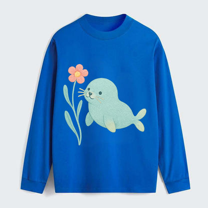 Mint Seal Pup - Classic Long Sleeve Shirt - Blue