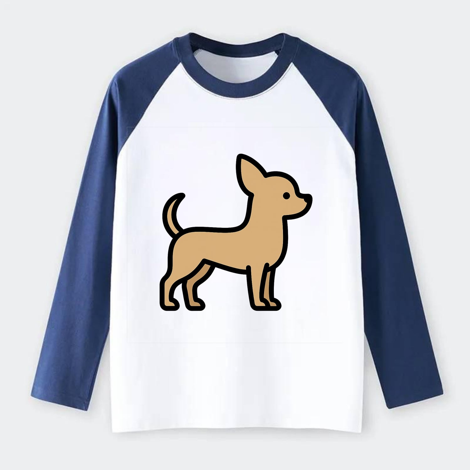 Chihuahua - Tan smooth coat flat side profile - Raglan Long Sleeve T-Shirt - Blue