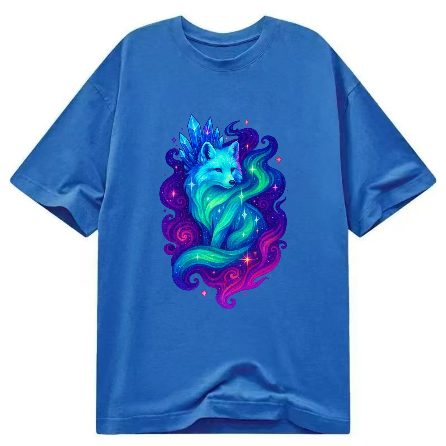 Ethereal arctic fox with fur that transforms into crystal formations, northern - Classic T-shirt - Blue
