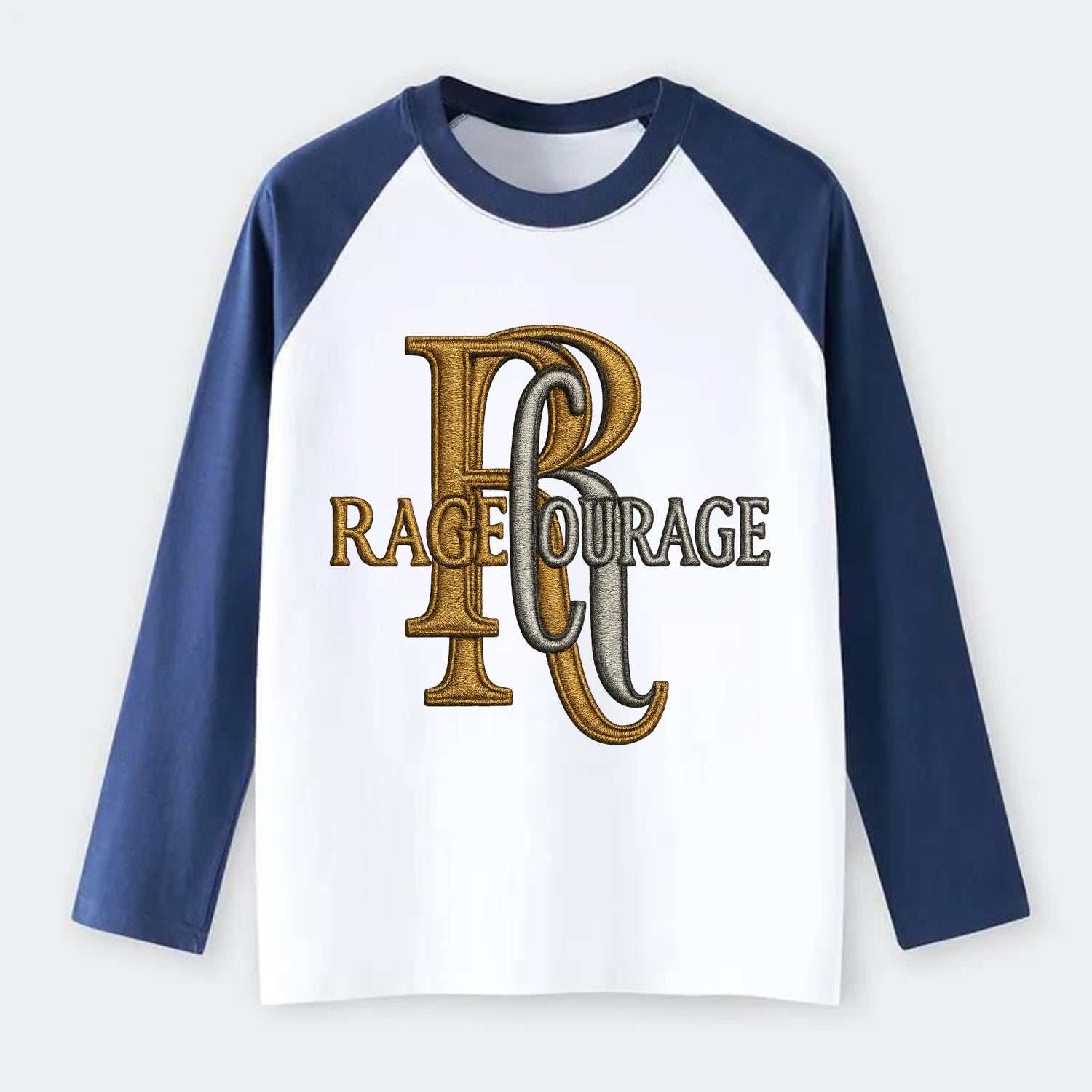 RAGE;COURAGE MODE Warrior Green Hat - Raglan Long Sleeve T-Shirt - Blue
