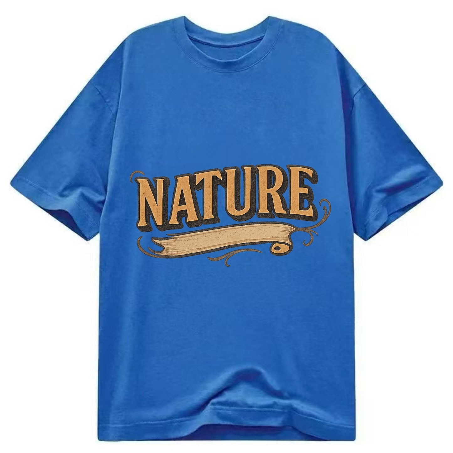 Bold typography design - "NATURE" - natural world, organic - Classic T-shirt - Blue