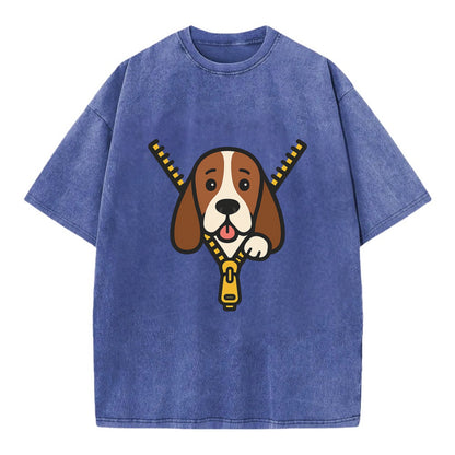 Basset Hound - Vintage T-shirt - Blue