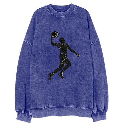 Basketball player dunking silhouette - Vintage Sweatshirt - Blue