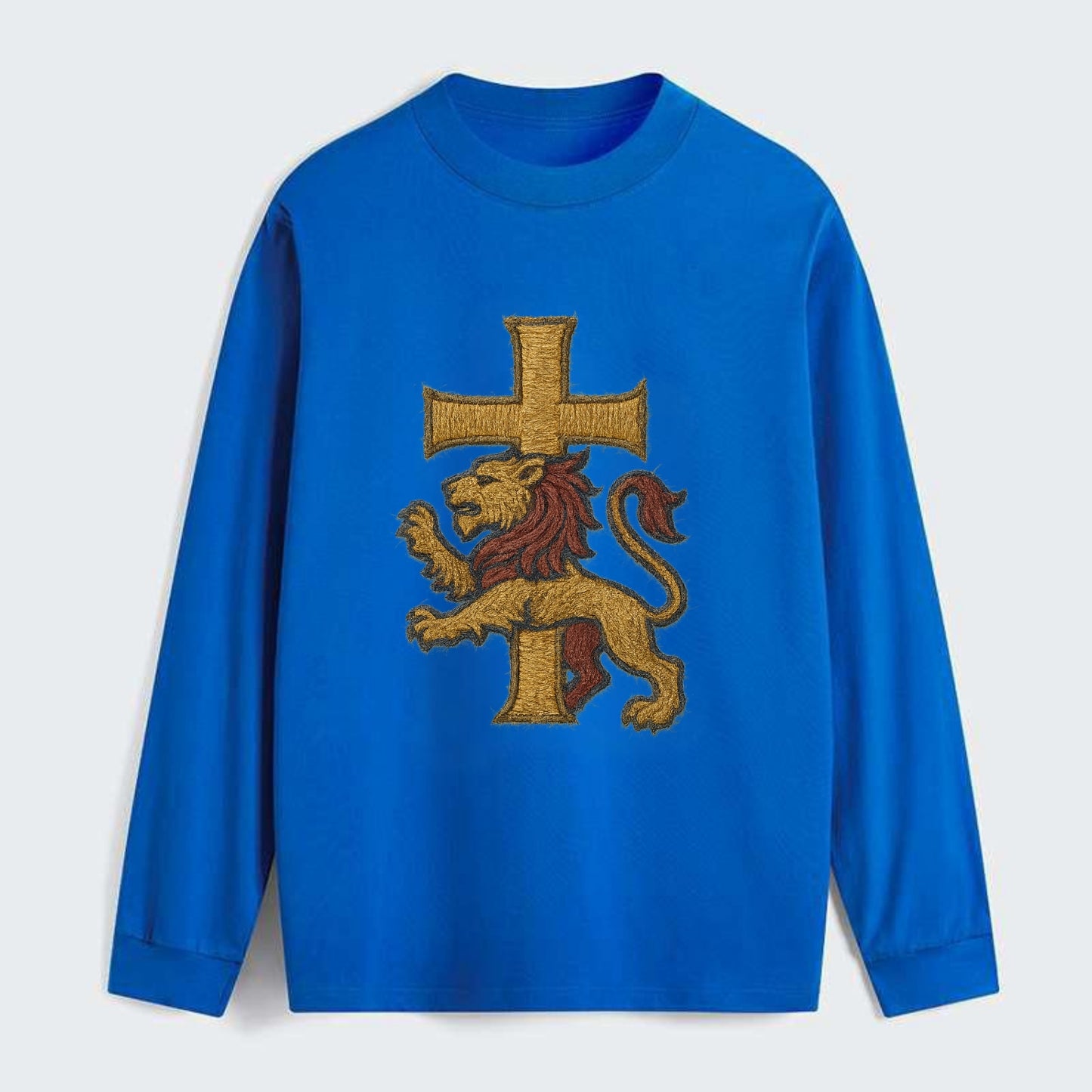 Lion and Cross  - Classic Long Sleeve Shirt - Blue