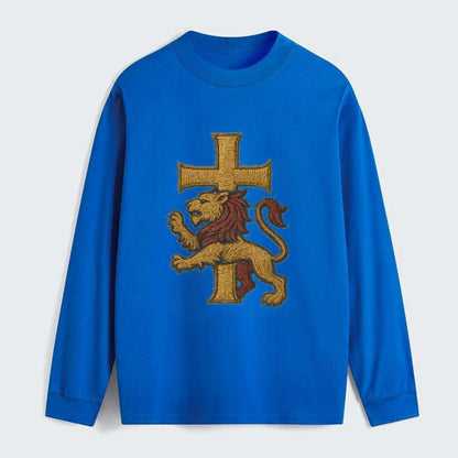 Lion and Cross  - Classic Long Sleeve Shirt - Blue