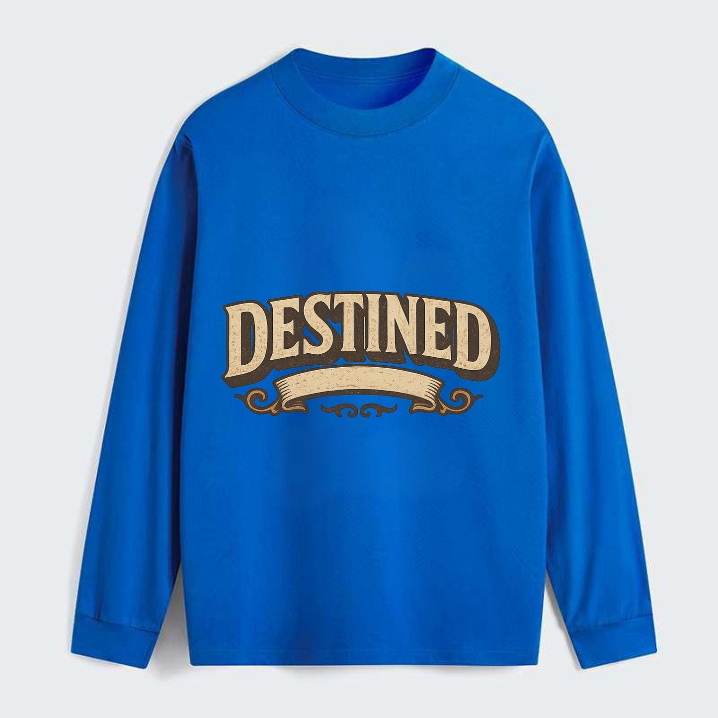 Bold typography design - "DESTINED" - fated for greatness - Classic Long Sleeve Shirt - Blue