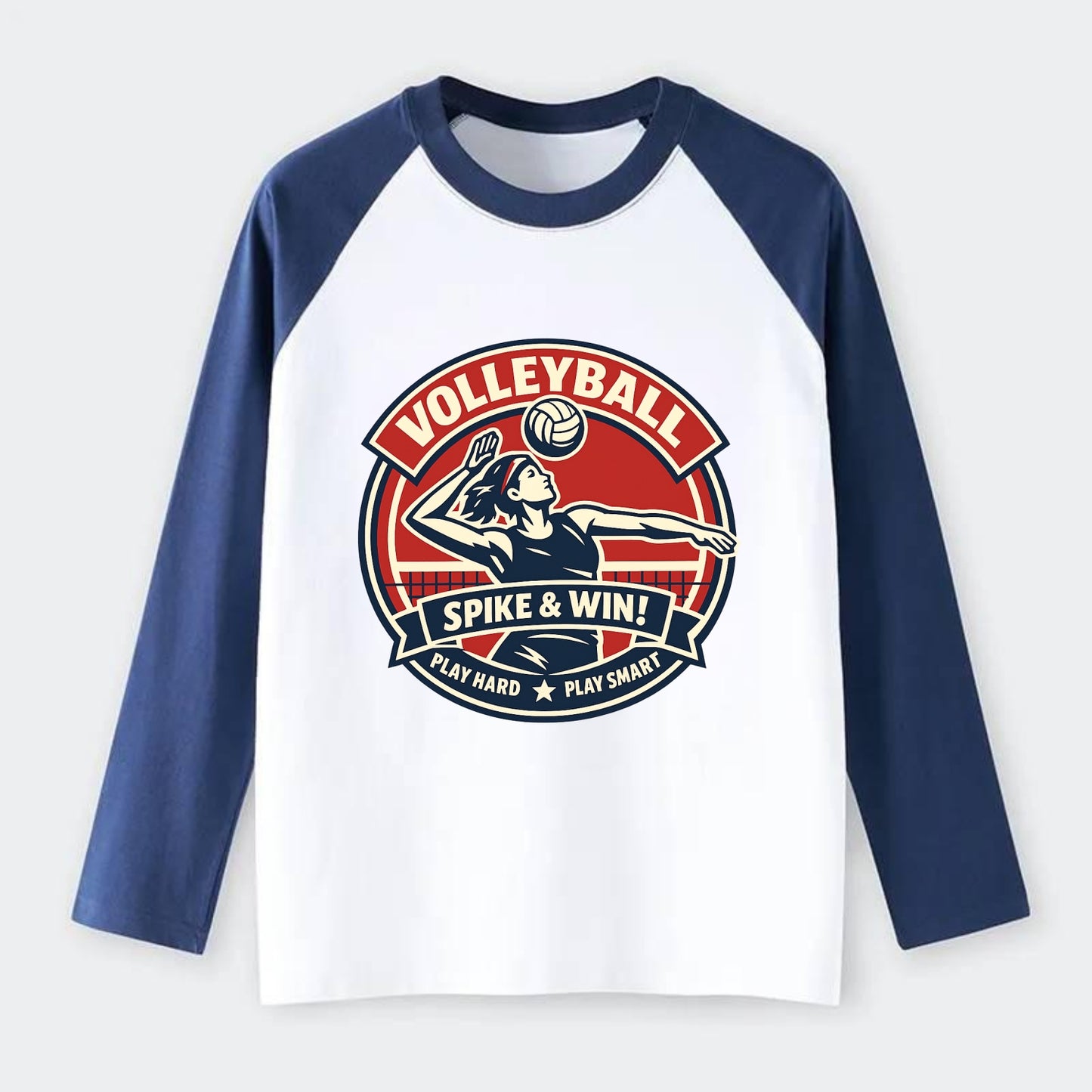 Dynamic Spike Emblem - Raglan Long Sleeve T-Shirt - Blue