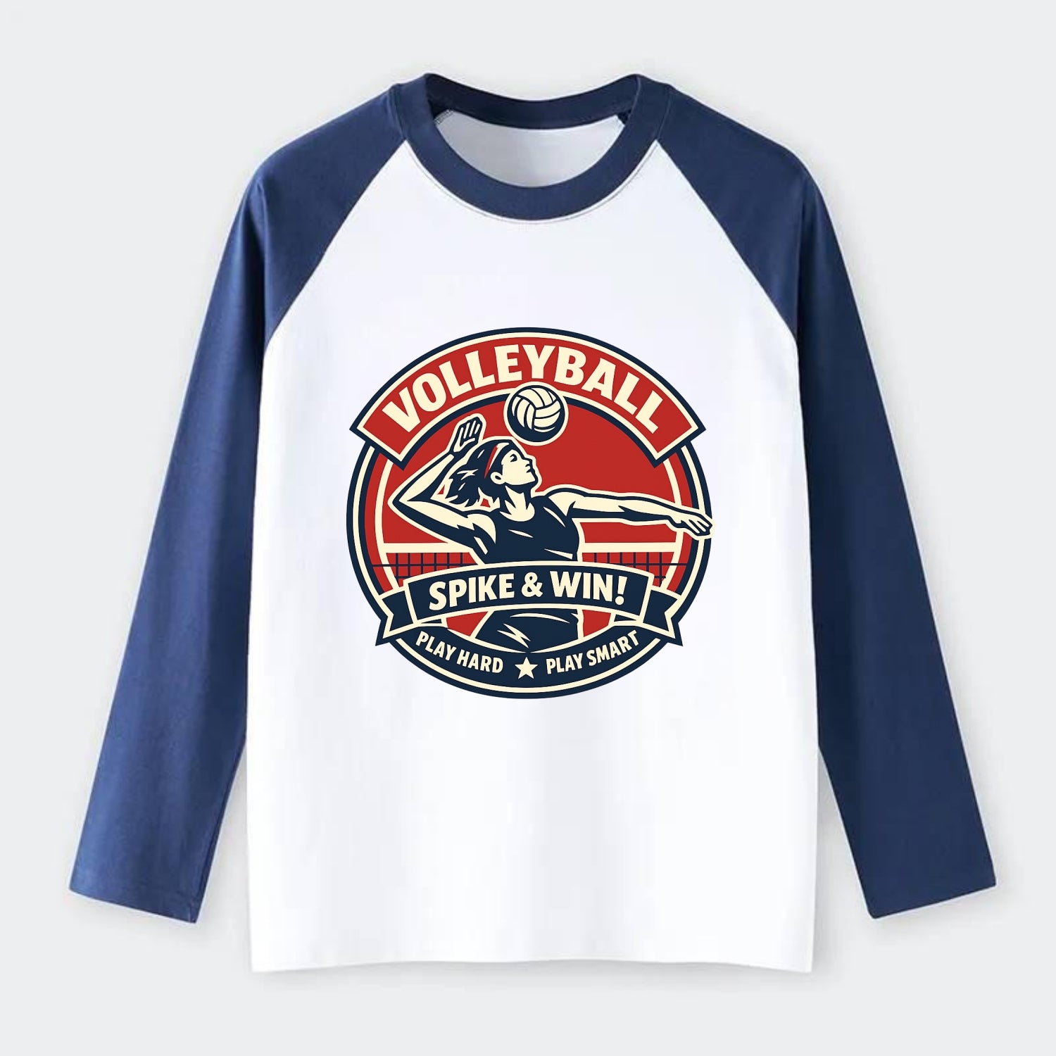 Dynamic Spike Emblem - Raglan Long Sleeve T-Shirt - Blue