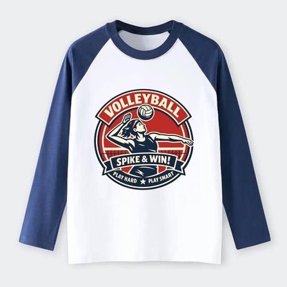 Dynamic Spike Emblem - Raglan Long Sleeve T-Shirt - Blue