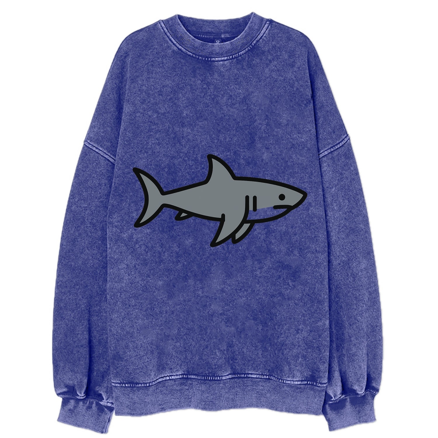 Great White Shark - Gray predator flat side profile - Vintage Sweatshirt - Blue