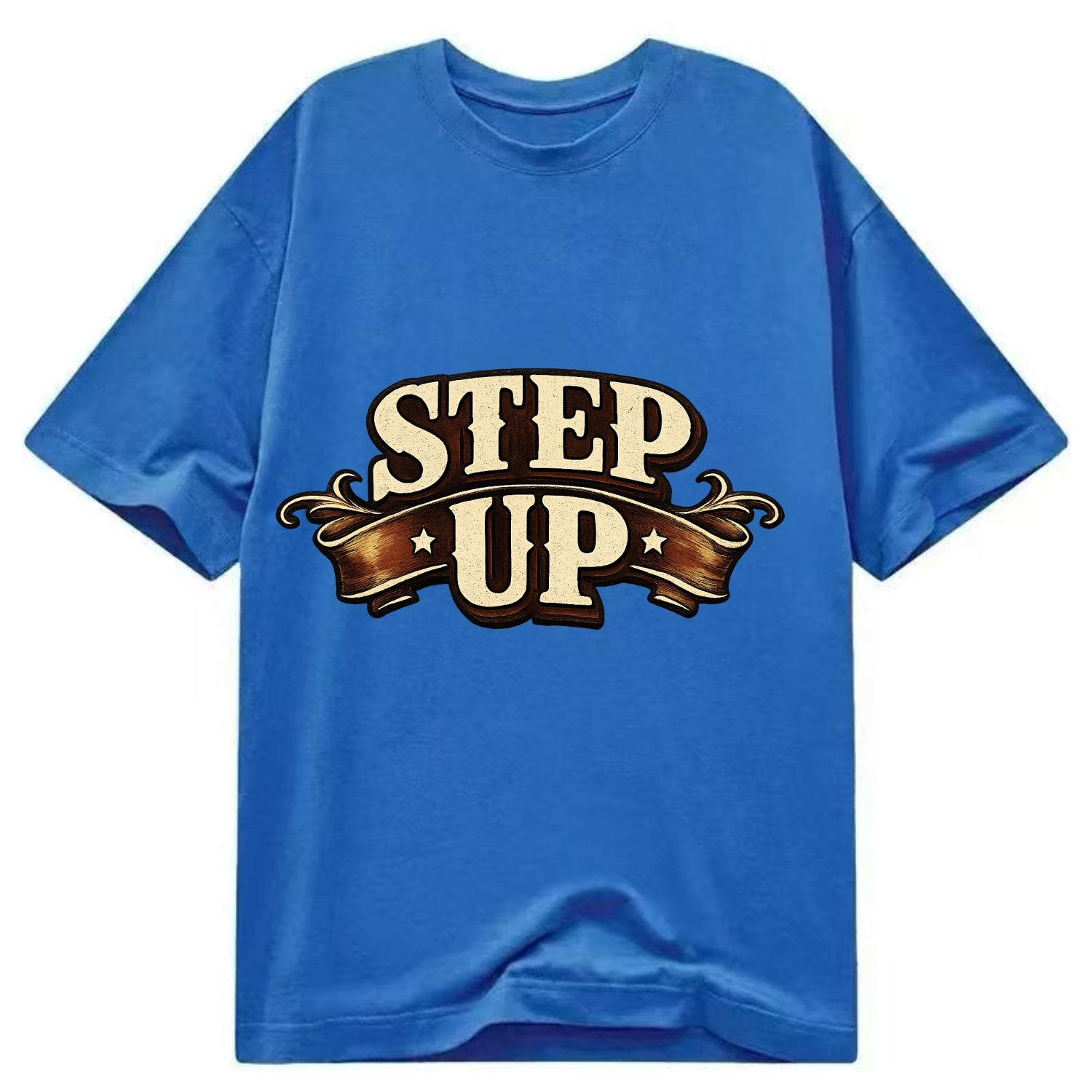 Bold typography design - "STEP UP" - rise to occasion, take charge - Classic T-shirt - Blue