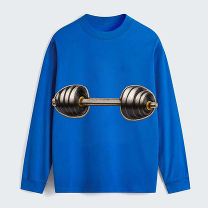 WEIGHTLIFTING BARBELL - heavy barbell with plates in silver and black , - Classic Long Sleeve Shirt - Blue