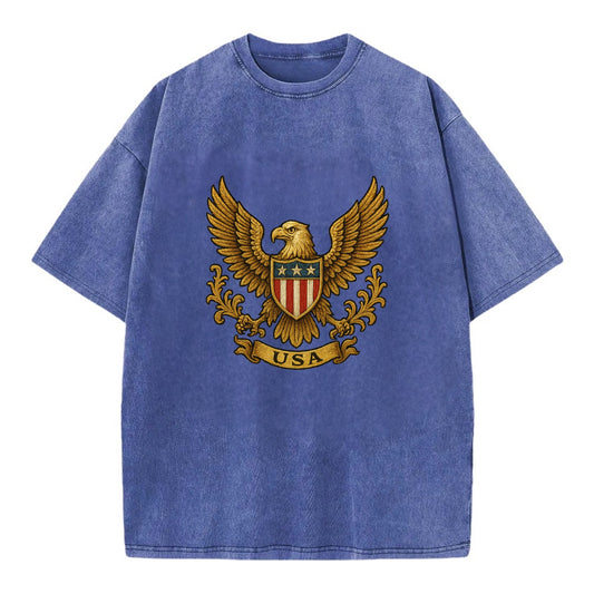 Usa Heritage Eagle 3 - Vintage T-shirt - Blue
