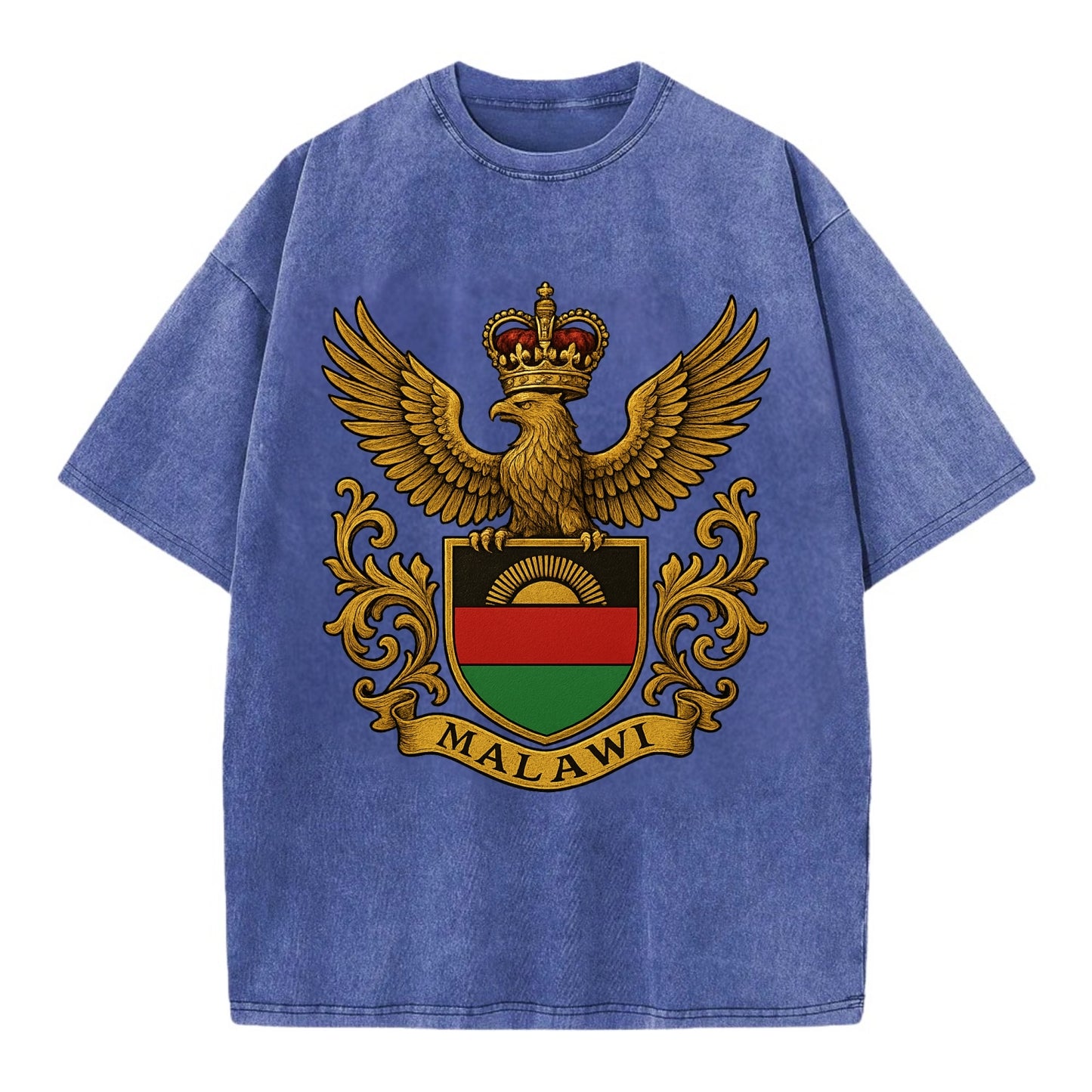 Malawi Royal Logo  - Vintage T-shirt - Blue