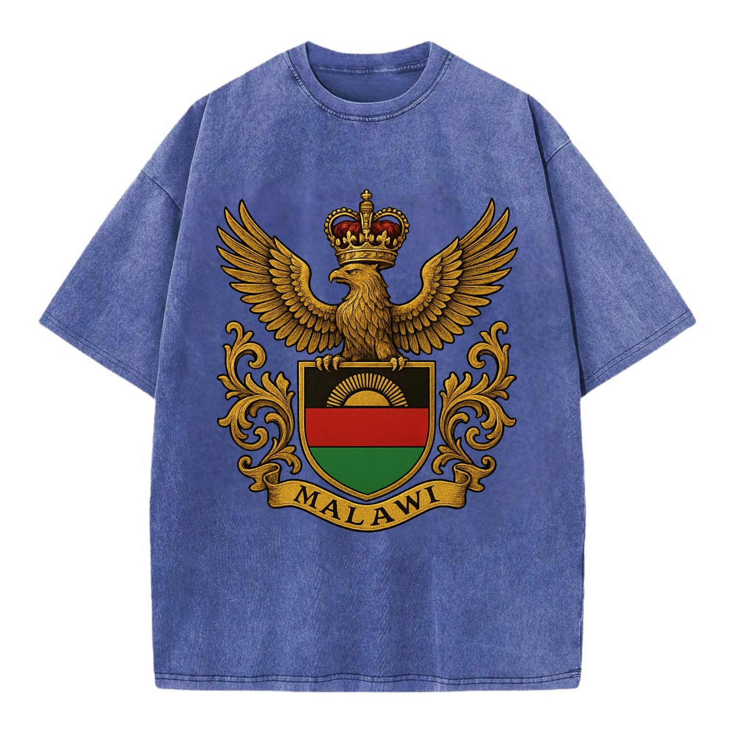 Malawi Royal Logo  - Vintage T-shirt - Blue