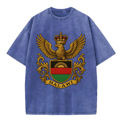 Malawi Royal Logo  - Vintage T-shirt - Blue
