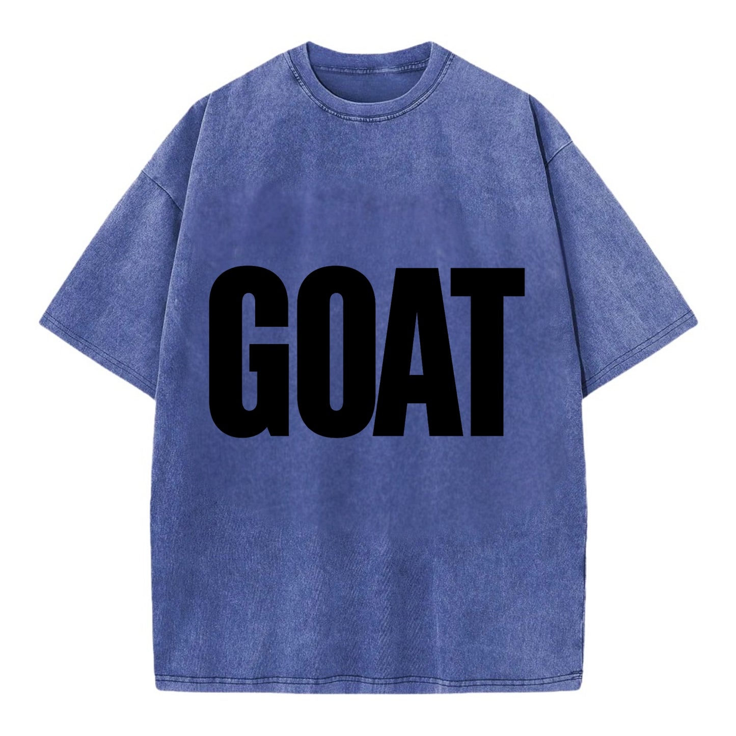 Bold typography design - "GOAT" - greatest of all time - Vintage T-shirt - Blue
