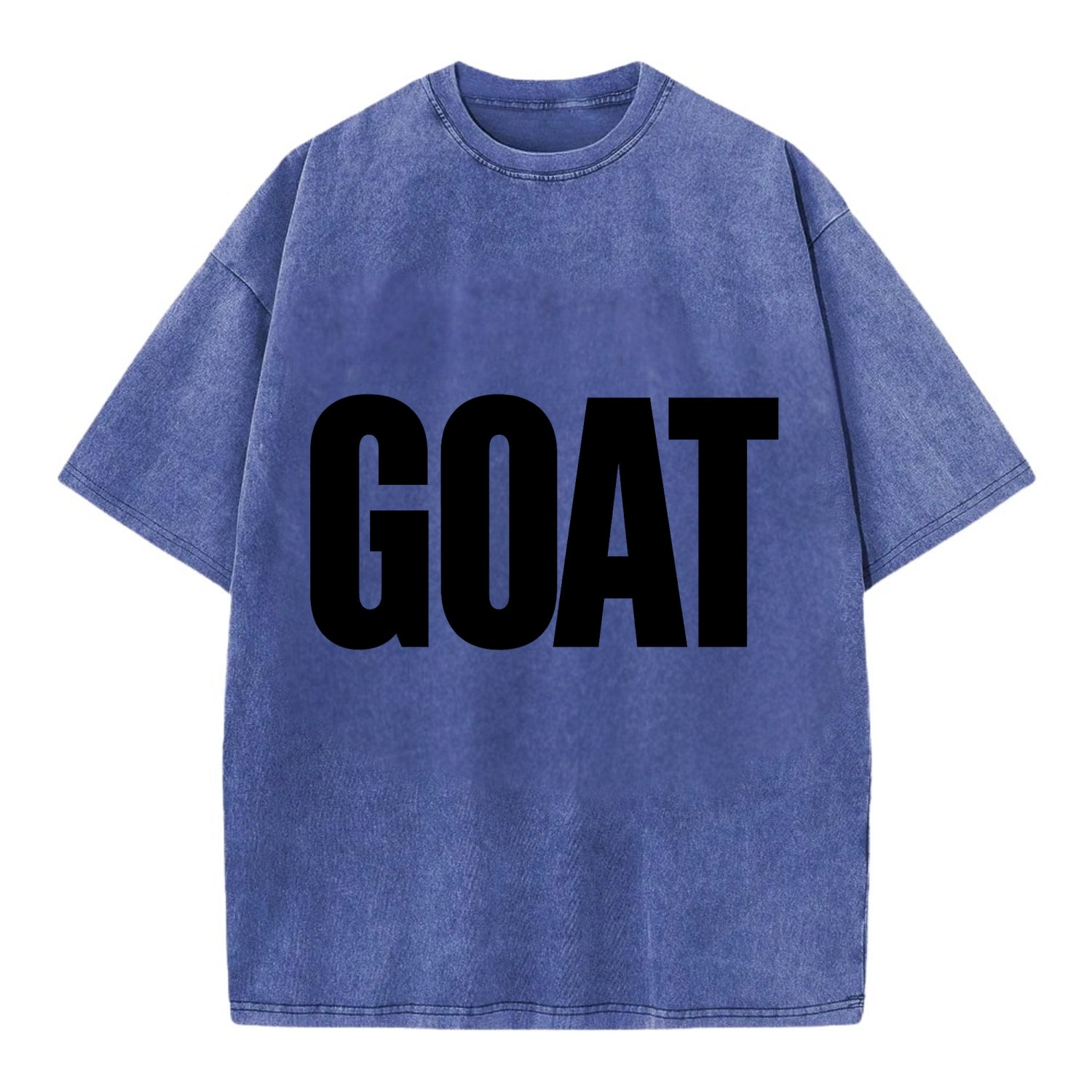 Bold typography design - "GOAT" - greatest of all time - Vintage T-shirt - Blue