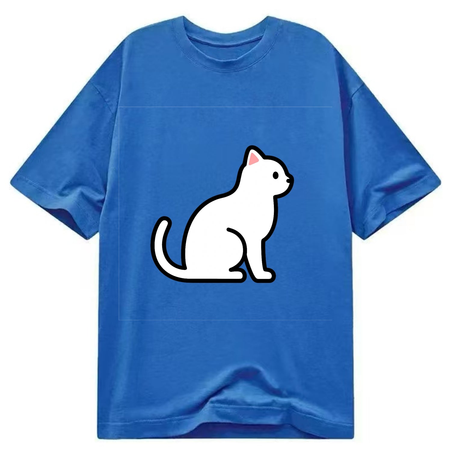 Domestic Shorthair - White classic flat side profile - Classic T-shirt - Blue