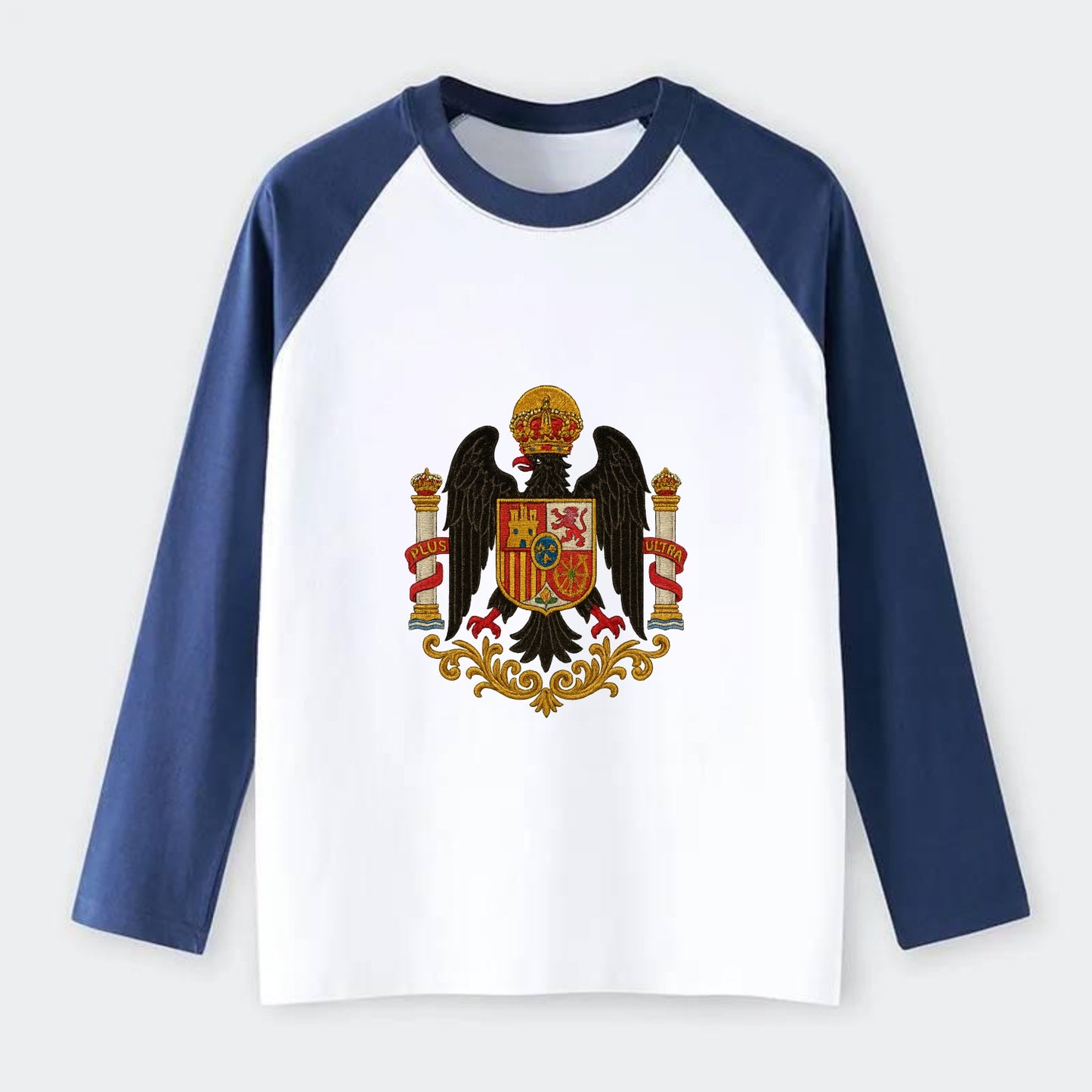Imperial Eagle Of Spain Crest - Raglan Long Sleeve T-Shirt - Blue