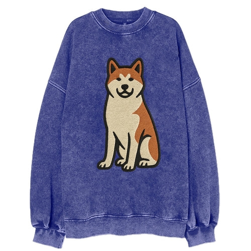 Akita - White and red sitting pose - Vin Vintage Sweatshirt