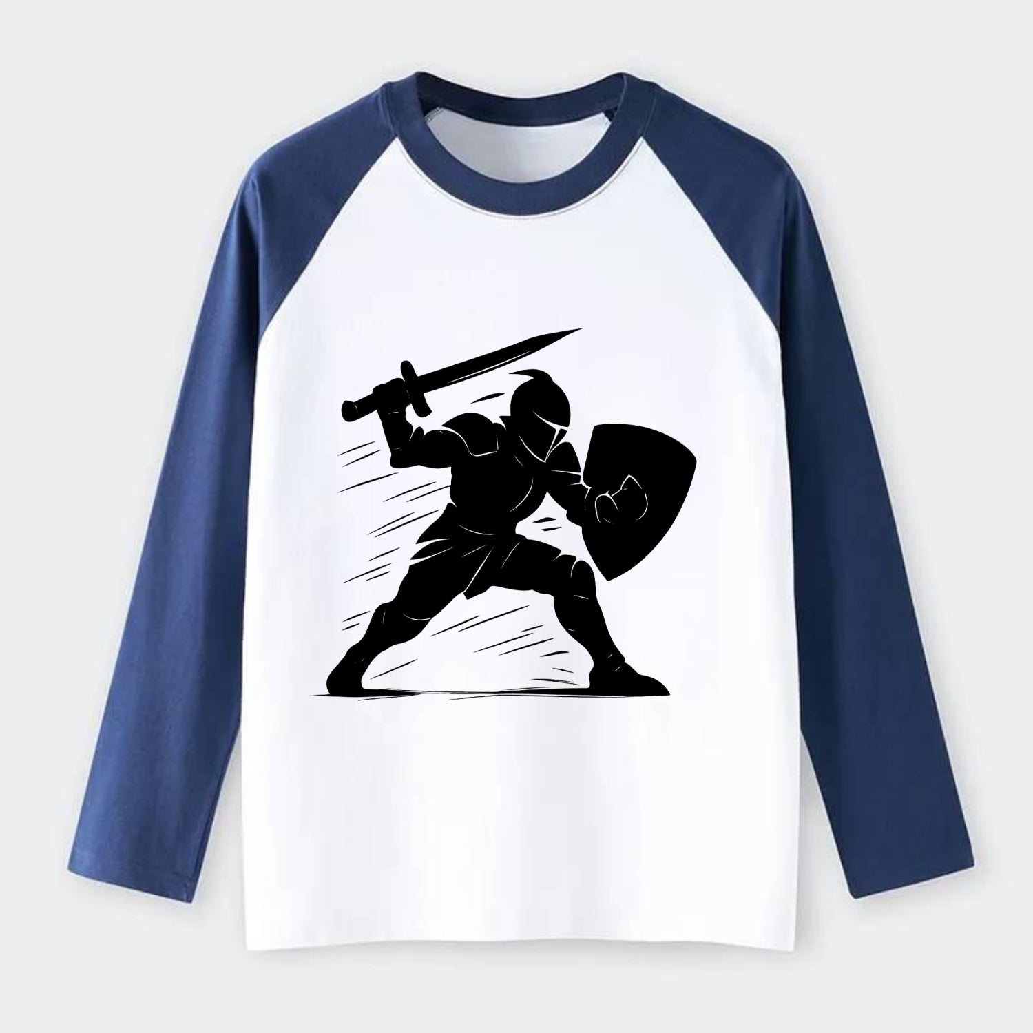Knight with sword and shield - Raglan Long Sleeve T-Shirt - Blue