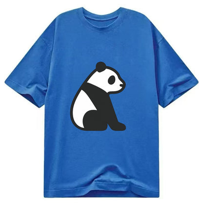 Panda - Black and white sitting pose flat side profile - Classic T-shirt - Blue