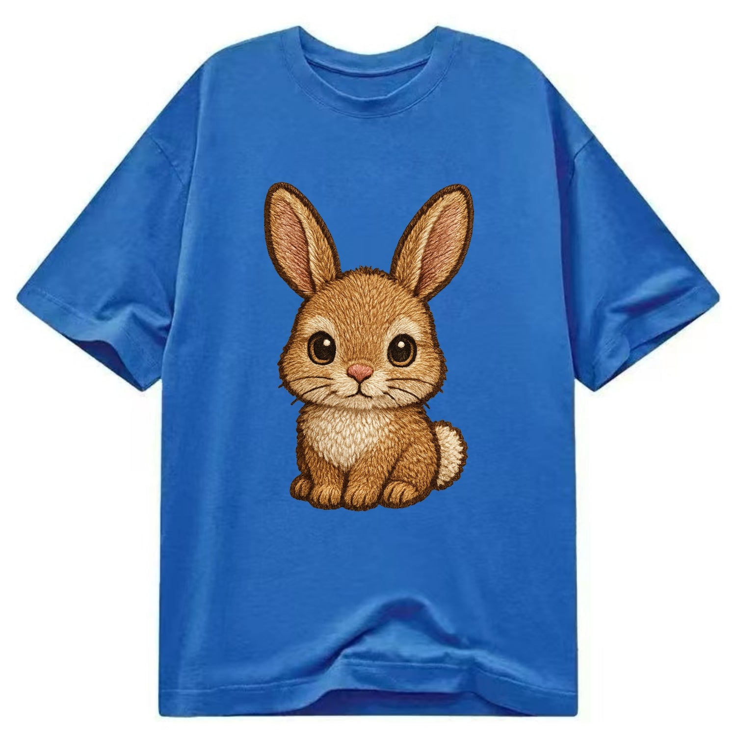 Baby Rabbit - long ears, fluffy white tail, pink nose, large brown eyes, - Classic T-shirt - Blue