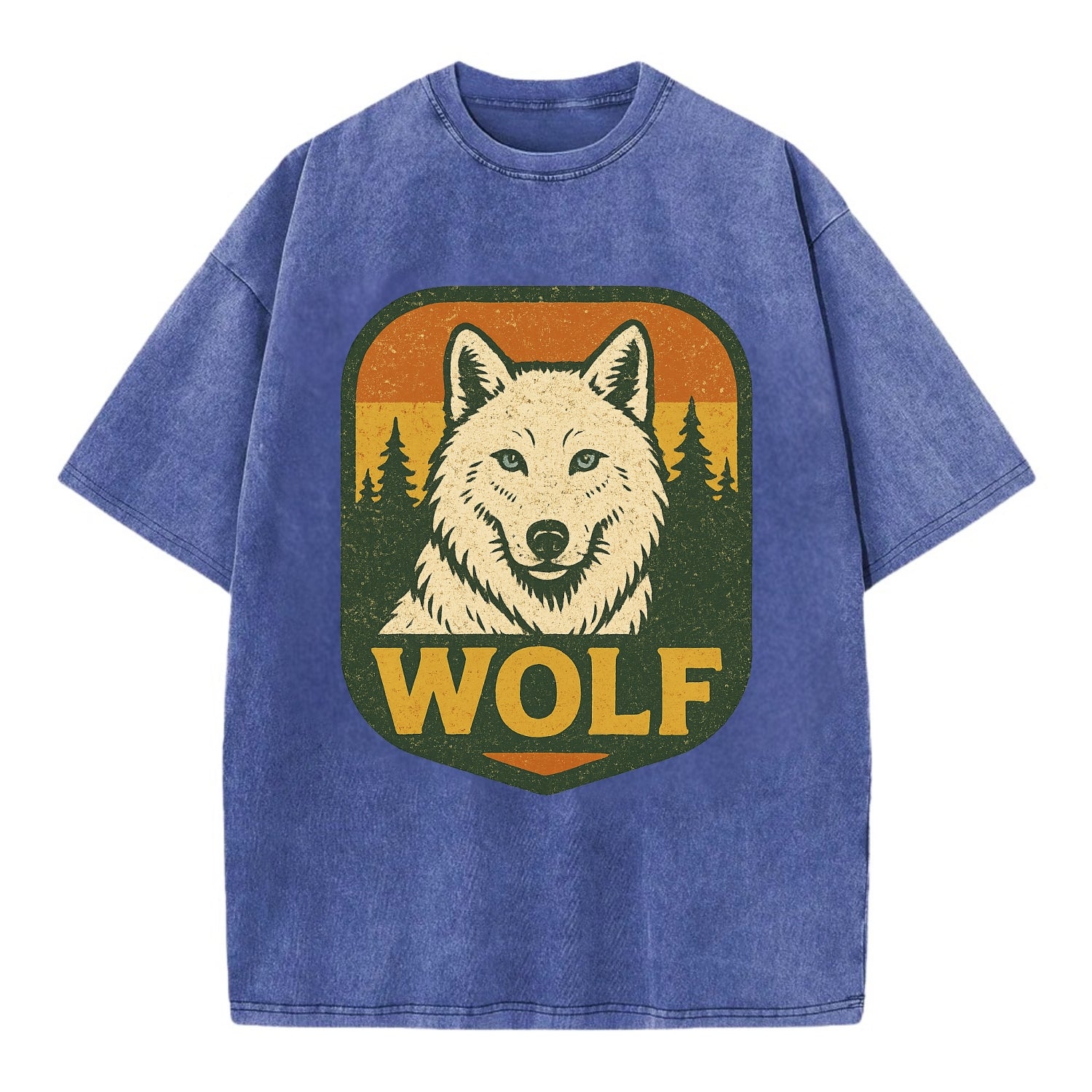 Arctic White Wolf  - Vintage T-shirt - Blue