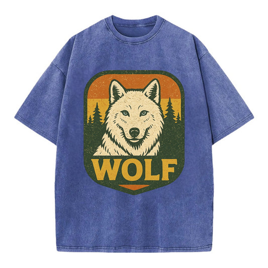 Arctic White Wolf  - Vintage T-shirt - Blue