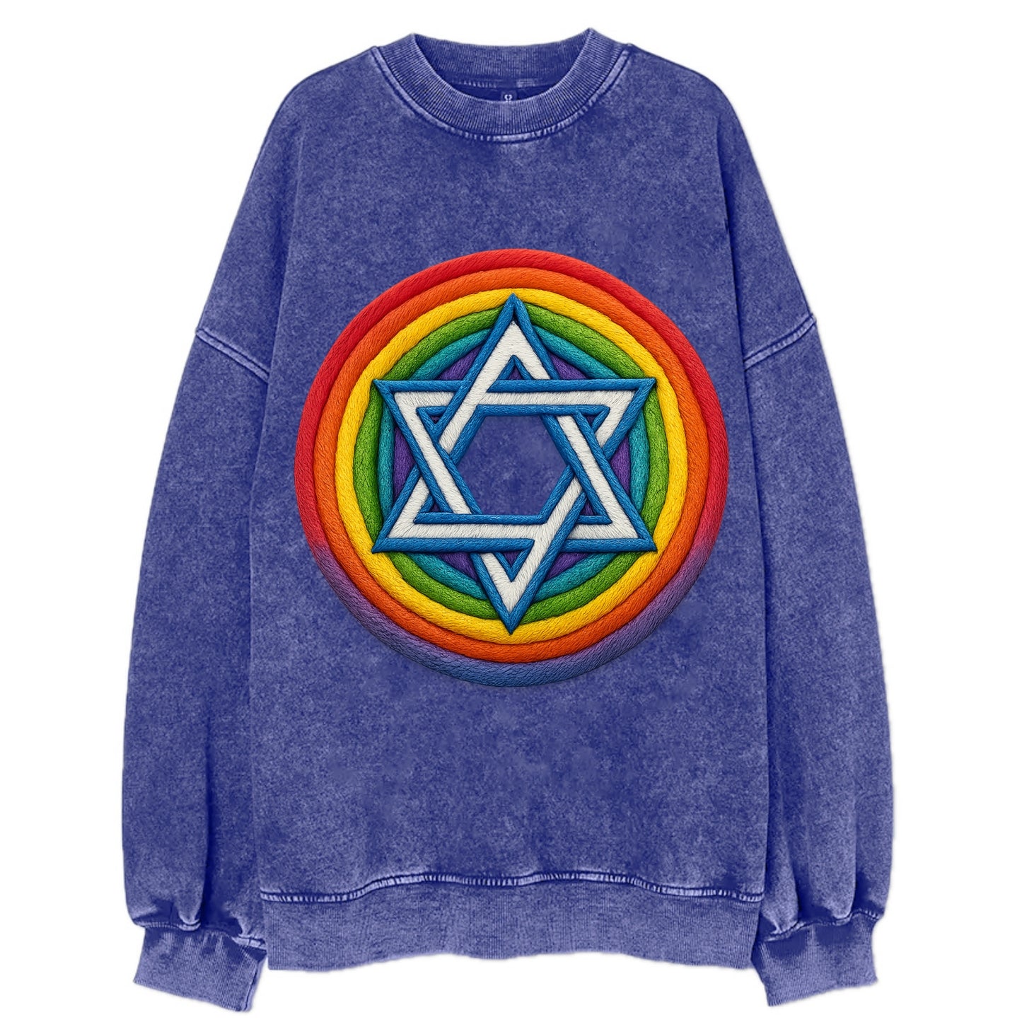 Star of David  - Vintage Sweatshirt - Blue