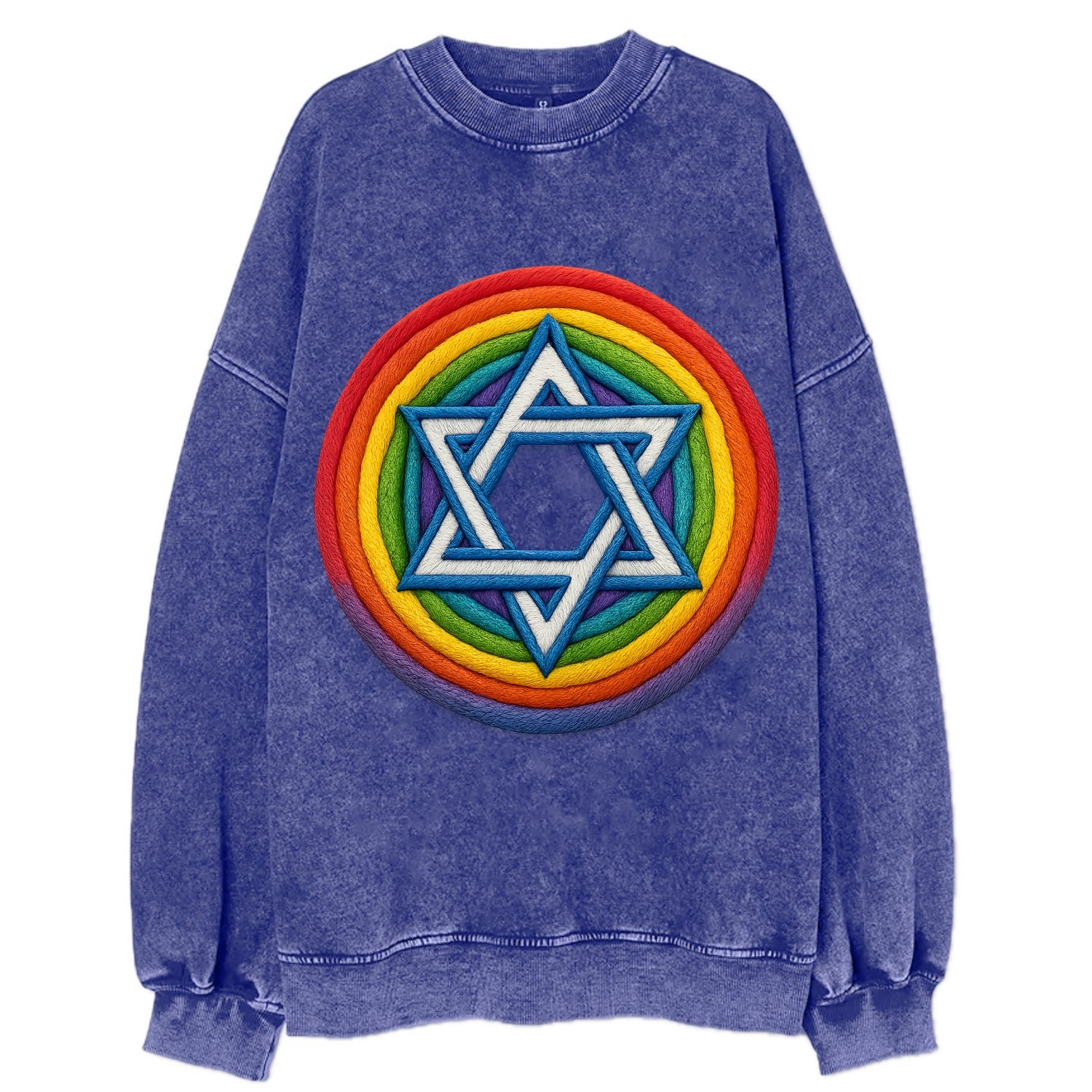 Star of David  - Vintage Sweatshirt - Blue
