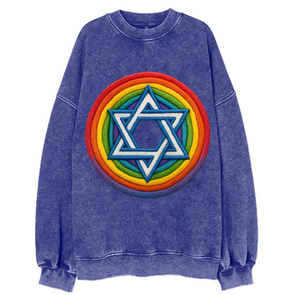 Star of David  - Vintage Sweatshirt - Blue
