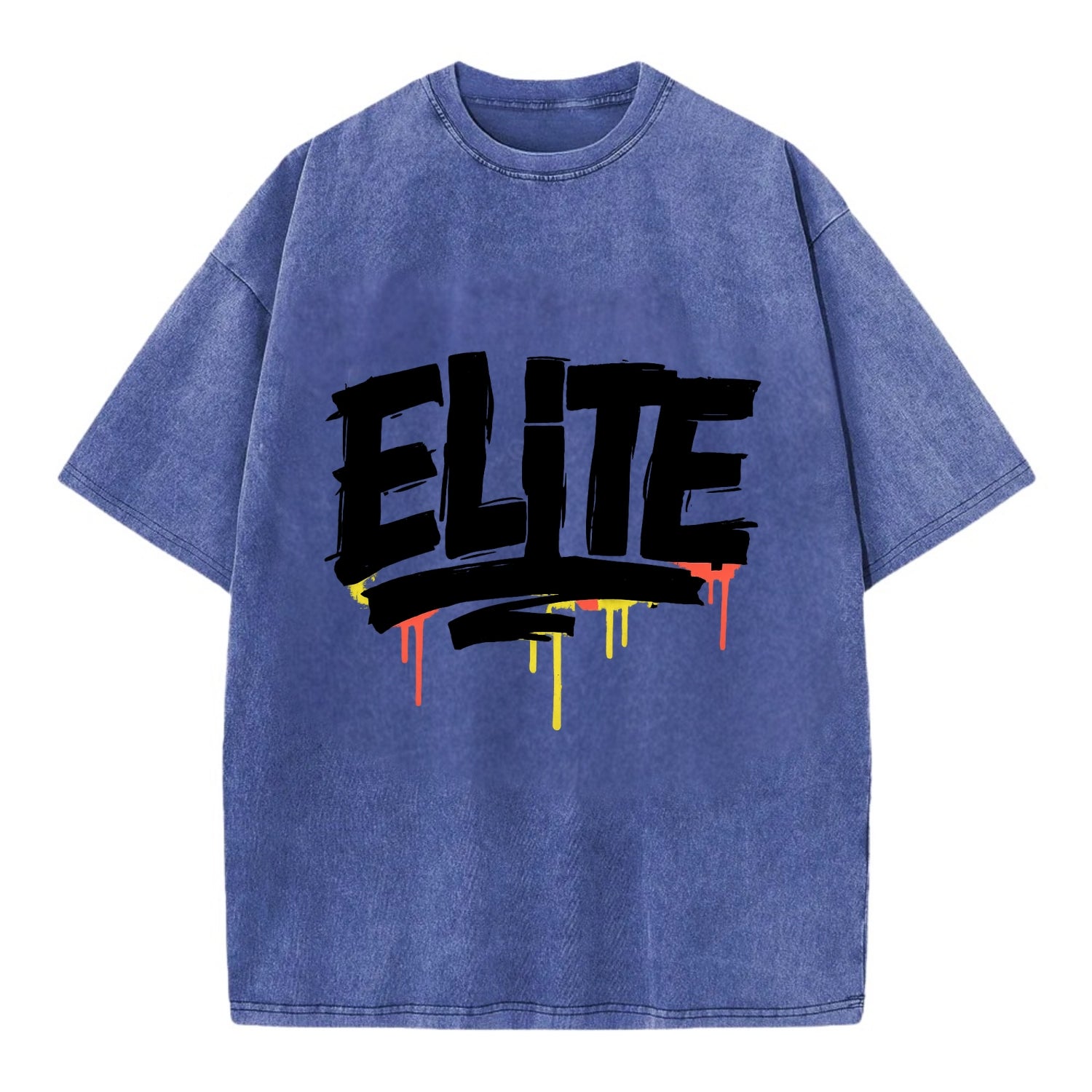 Bold typography design - "ELITE" - top tier, highest level - Vintage T-shirt - Blue