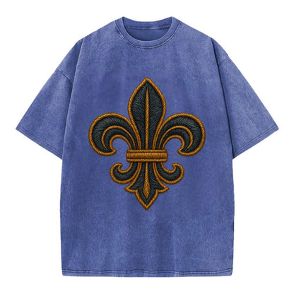 Fleur de Lis  - Vintage T-shirt - Blue