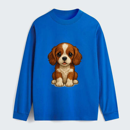 Baby Cavalier King Charles Spaniel Puppy - silky ears, gentle eyes, - Classic Long Sleeve Shirt - Blue