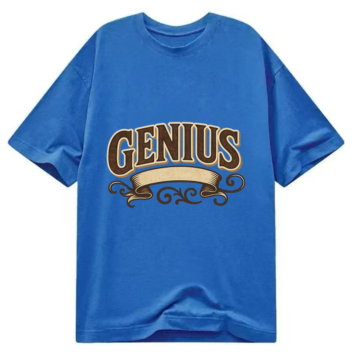 Bold typography design - "GENIUS" - exceptional intelligence, brilliance - Classic T-shirt - Blue