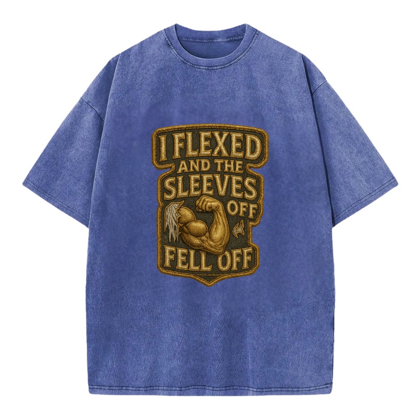 I Flexed and The Sleeves Fell Off  - Vintage T-shirt - Blue
