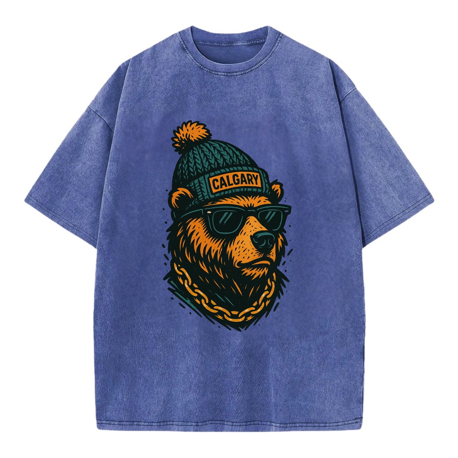 Calgary Grizzly Bear wearing Calgary bea - Vintage T-shirt - Blue